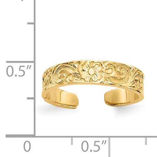 ✨14k Yellow Gold Flower and Scroll Pattern Toe Ring✨