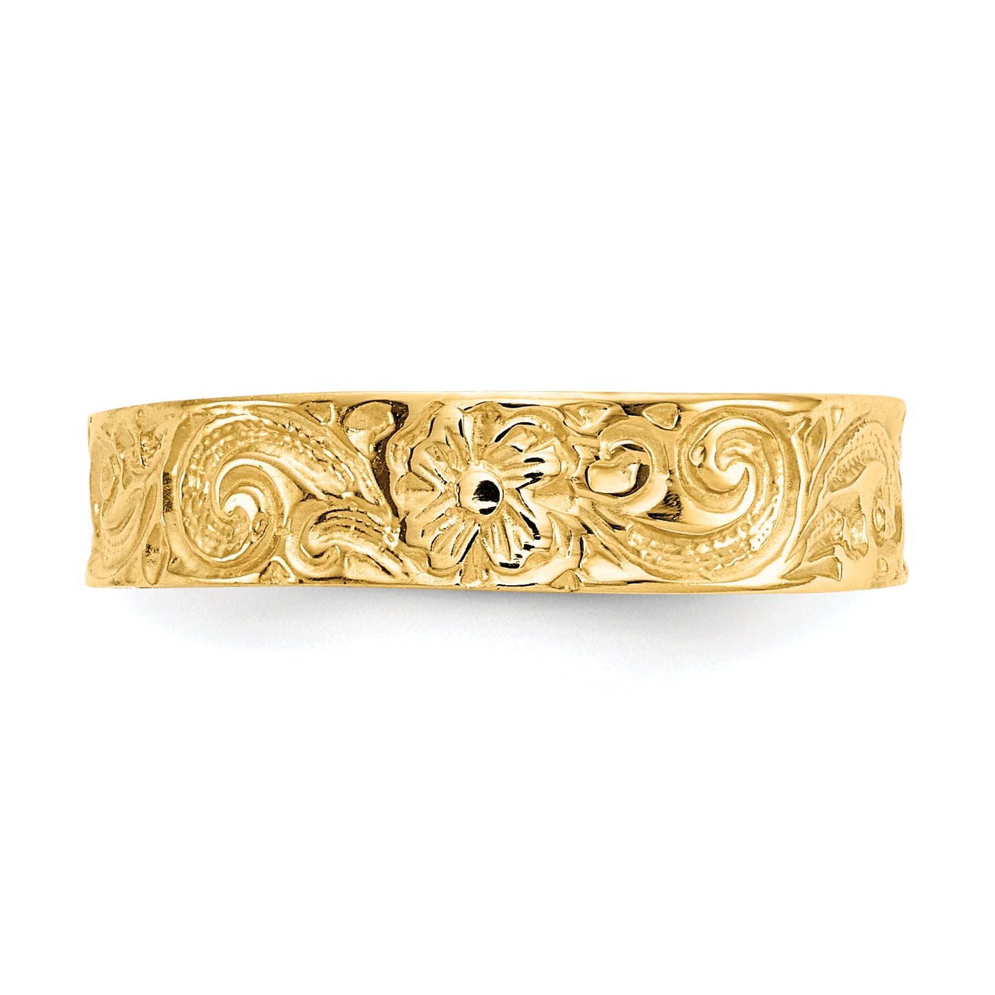 ✨14k Yellow Gold Flower and Scroll Pattern Toe Ring✨
