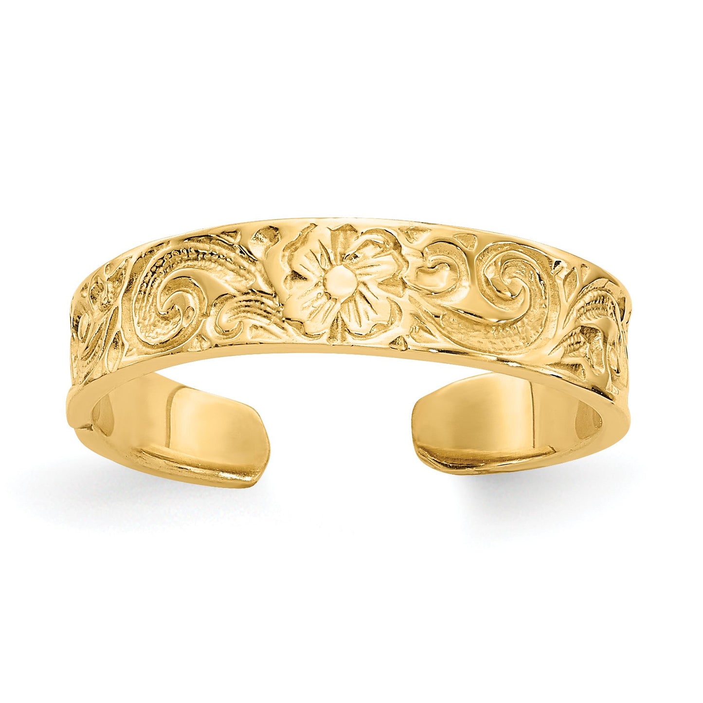 ✨14k Yellow Gold Flower and Scroll Pattern Toe Ring✨